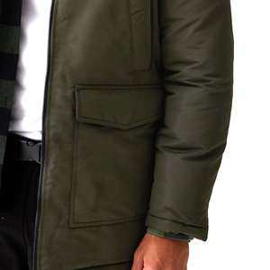 Men Long Plus Size Hooded Nylon Parka <b>Jacket</b> with Thick Padding for Extra Cold Weather Lightweight & Warm Custom Wholesale - Product Image 4