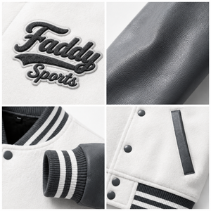 Veste universitaire vintage personnalisée pour homme, corps en laine, manches en cuir PU, patch en chenille, broderie, veste de baseball bomber - Product Image 6
