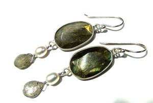 Pendientes de Labradorita Natural y Perla, Plata de Ley 925, Hechos a Mano, con Piedras Preciosas, para Mujer, Joyería al por Mayor - Product Image 2