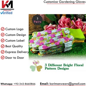 Floral Print Gardening <b>Gloves</b> With Colorful Patterns And <b>Knitted</b> Wrist Cuffs For Outdoor Use Spring Summer Casual Style - Product Image 3