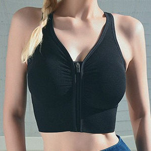 เสื้อชั้นในกีฬาโยคะแบบมีโครงรับรับน้ำหนักสูงสำหรับผู้หญิงไซส์ใหญ่ พิมพ์โลโก้ได้ตามต้องการ ดีไซน์แบบ Racerback ปิดด้านหน้า ไร้ตะเข็บ เหมาะสำหรับการฝึกซ้อม - Product Image 6