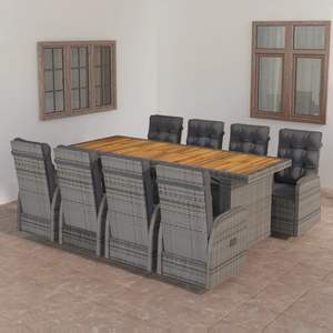 Conjunto de Comedor para Exteriores con Mesa de Ratán Sintético Gris y Sillas con Cojines Gris Oscuro para Jardín - Product Image 1