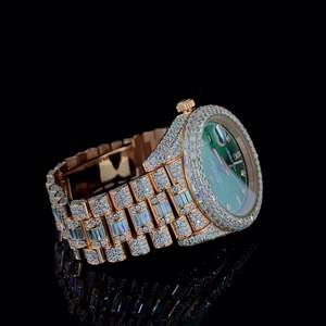 นาฬิกาข้อมือผู้ชายคุณภาพสูง ดีไซน์ฮิปฮอป แร็ปเปอร์ ประดับเพชรเต็มหน้าปัด ผลิตด้วยเพชรเลี้ยงในห้องปฏิบัติการ  แบบหรูหรา สีเงิน สีทอง ทรงกลม ระบบควอตซ์ - Product Image 3