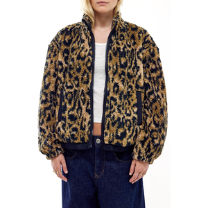 Veste en polaire Sherpa Teddy à imprimé léopard personnalisée pour femmes et filles, mode décontractée, avec broderie pour l'hiver, service OEM - Product Image 1