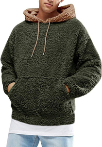 Sudadera con Capucha para Hombre, Color Verde Oliva, Corte Holgado, Informal, con Bolsillos, Manga Larga, para Invierno - Product Image 3
