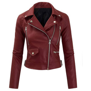 Nouvelle tendance, veste en cuir véritable pour femmes, style motard classique, veste en peau de mouton véritable pour l'hiver, veste tendance pour femmes - Product Image 1