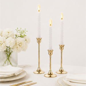 Modern Gold Metal Taper <b>Candle</b> Holders Set of 3 Candlestick Stand for Wedding Table Home Decor & Romantic <b>Dinner</b> Events - Product Image 4