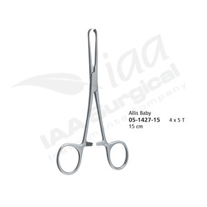 Pince à tissus IAA Surgical Allis pour bébé, 15 cm, 4x5T, instrument chirurgical manuel pour la chirurgie générale, certifié ISO13485 - Product Image 1