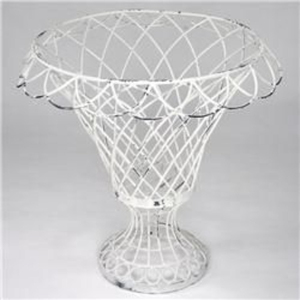 White Iron Plant Stand Tall Standing Metal <b>Basket</b> Style <b>Flower</b> Planter Holder Indoor Garden Decor Vintage Home Ornament - Product Image 1