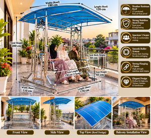 Columpio de Jardín de 3 Plazas para Exteriores con Toldo, Estructura Metálica, Asiento Colgante Independiente para Patio y Jardín - Product Image 6