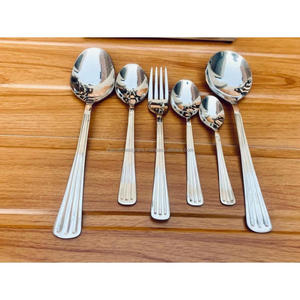 Juego de Cubiertos de Acero Inoxidable, Juego de Cubiertos de Plata con Pulido Espejo de 6 Piezas, Aptos para Contacto con Alimentos, Cubiertos Elegantes para Suministros de Restaurante - Product Image 1
