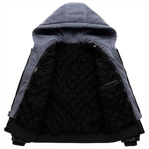 Chaqueta Acolchada con Capucha para Hombre, Color Sólido, Poliéster, Cortavientos, Informal, Ropa de Invierno, Corte Regular, con Cierre de Cremallera, Venta al Por Mayor - Product Image 3