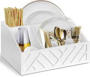 Support en bois pour ustensiles de cuisine avec pots à épices, organisateur de couverts, boîte de rangement pour cuillères, fourchettes et couteaux, organisateur d'outils de cuisine pour comptoir - Product Image 3