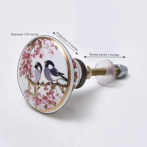 Wholesale Handmade Ceramic Bird Print <b>Knobs</b> Floral <b>Drawer</b> Cabinet Door Pulls <b>Decorative</b> Multicolor Furniture Handles - Product Image 3