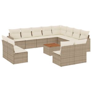 Grande divano da giardino modulare Beige in PE Rattan comodi mobili modulari da esterno - Product Image 2