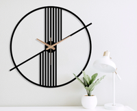 Jam Dinding Besi Gantung Mewah Ukuran Besar dengan Desain Kontemporer dan Finishing Hitam dan Perak