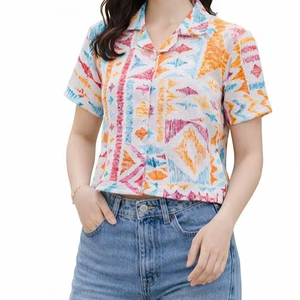 <b>Button</b> Down <b>Shirts</b> for Women Floral Printed <b>Half</b> Sleeve <b>Shirt</b> Business Casual Work <b>Shirt</b> - Product Image 1