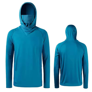 เสื้อตกปลาแขนยาวผู้ชาย ผ้าแห้งเร็ว ระบายอากาศดี UPF 50  ผ้ายืดสแปนเด็กซ์/โพลีเอสเตอร์  แบบสวมหัว มีฮู้ด สำหรับกิจกรรมกลางแจ้ง - Product Image 5