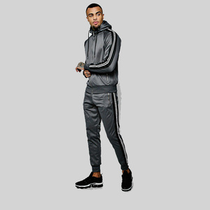 Conjunto Deportivo para Hombre, Color Gris, con Capucha, Cierre Completo, Sudadera y Pantalones de Poliéster, Corte Regular, para Otoño - Product Image 3