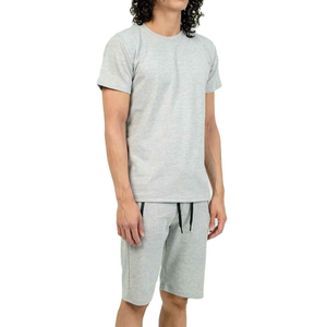 Conjunto Deportivo de Verano, Ecológico, de Alta Calidad, Informal, Transpirable, de 2 Piezas, Camiseta de Manga Corta y Pantalones Cortos de Algodón Tejido - Product Image 1