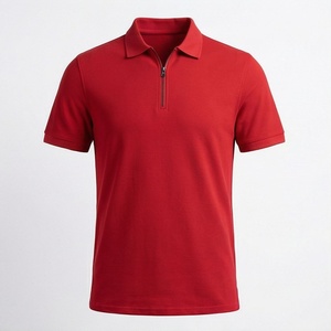 Polo Rojo de Manga Corta con Cierre para Hombre, Tejido de Punto, Estilo Casual, Corte Regular - Product Image 1