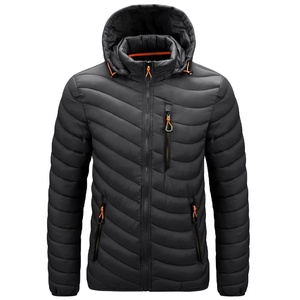 Veste d'hiver rembourrée en duvet avec capuche, légère et chaude, en nylon, pour homme, avec logo personnalisé, pour l'extérieur - Product Image 4