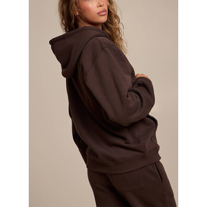 Sudadera con capucha de felpa francesa con cremallera y estampado puff personalizado, de gran tamaño, transpirable, para mujer, suministro ODM - Product Image 3