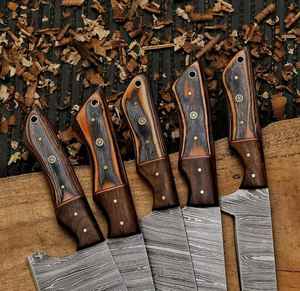 Juego de Cuchillos de Chef de Acero de Damasco de Cinco Piezas, Forjados por Palace LLC, Producto Profesional de Alta Calidad, Juego de Cuchillos de Cocina Personalizados OEM - Product Image 4