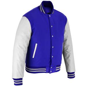 Chaquetas Varsity de lana azul estilo invierno, de cuero/lana, para venta en línea a precio económico. - Product Image 3
