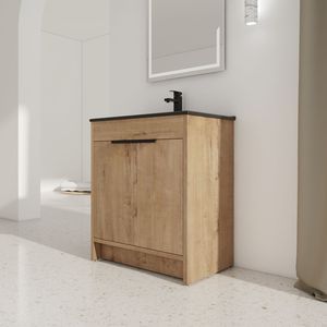 Mobile Bagno Freestanding da 30 Pollici con Lavabo, 2 Ante con Chiusura Ammortizzata, Imballaggio KD, Modello BVB02430IMO BL9075BK - Product Image 5