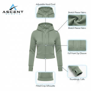 Women's Crop Top Hoodie Cropped Sweatshirt Fleece Pullover Casual Hooded Streetwear Top OEM ODM Custom Wholesale Factory - Product Image 5