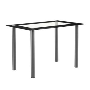 Tavolo da Pranzo Ovale in Vetro Temperato da 110 cm, Stabile e Durevole, con Struttura in Ferro, Assemblato ed Espandibile, Arredamento per Sala da Pranzo - Product Image 1