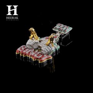 Wholesale Hip Hop Iced Out Money <b>Bag</b> Pendant Necklace 3D Custom Dual Gun Skull Diamond Pendant Dripping Enamel Script Letter - Product Image 4