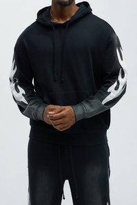 Sudadera con capucha de apliques de gran venta, OEM personalizada para hombre, estilo boxy, de felpa francesa lavada, con bordado desgastado y parche de apliques, MOQ bajo - Product Image 3