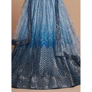 Pretty Blue Sequins Ropa festiva para mujer Lehenga Choli con colección Dupatta Chinon - Product Image 2