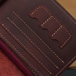 Portefeuille long en cuir de vachette véritable pour homme, porte-passeport de luxe, pochette de voyage multifonction, vente en gros - Product Image 3