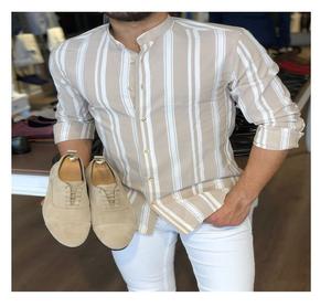 Conjunto de Camisa y Pantalón de Lino para Hombre, Manga Larga, Diseño Sólido Informal, Cierre de Botones, Ropa Cómoda para el Día a Día - Product Image 5