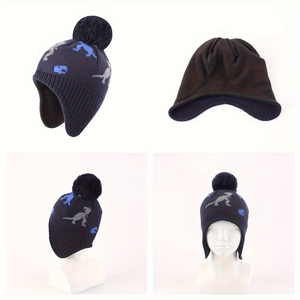 Bonnet tricoté unisexe en polyester, motif animalier, lumineux dans le noir, avec logo personnalisé, idéal pour l'hiver, la plage et les voyages - Product Image 4