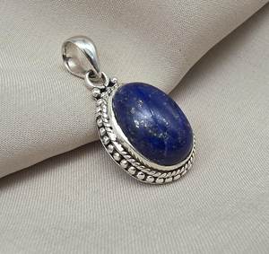 Pendentif Lapis Lazuli en argent Sterling 925, bijoux pour femmes, collier en pierres précieuses naturelles, cadeau élégant et minimaliste - Product Image 4