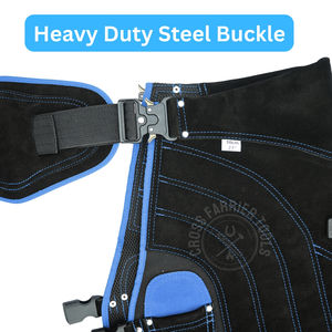 Tablier de protection pour ferrageur, long, avec 6 poches pour couteaux et aimant pour clous, boucle de ceinture à dégagement rapide, construction en maille respirante - Product Image 6