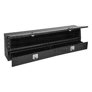 Contractor Truck <b>Tool</b> <b>Box</b> <b>with</b> Flip Door Weath 81.5 X 21 X 13 in Black Tread Aluminum TopSider Toolbox Two Lower Drawers - Product Image 1