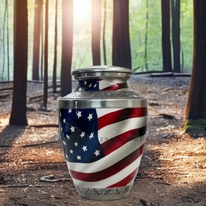 Urne funéraire artisanale en aluminium ZN Cremations, drapeau américain moderne et traditionnel, 10 pouces, durable, pour cendres d'adultes, personnalisable - Product Image 2