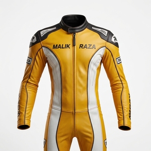 Combinaison de course de moto en cuir de vachette sur mesure, armure CE, dimensionnement personnalisé, logos et impressions, équipement de piste - Product Image 1