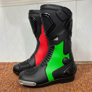 Bottes de moto en cuir unisexe rouge, vert, noir, grande taille, imperméables, protection intégrale, bottes de moto pour adultes, équipement de motocross - Product Image 5