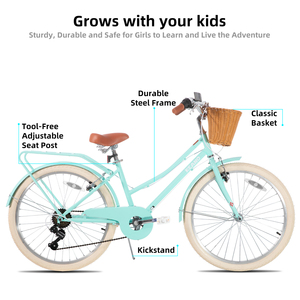<span class=keywords><strong>Bicicletta</strong></span> per Bambine JOYKIE KEANO 20 Pollici, Acciaio ad Alta Resistenza, Freni a V Doppi, 7 Velocità, Cestino Anteriore, Portapacchi Posteriore, 90% SKD, <span class=keywords><strong>Bicicletta</strong></span> all'Ingrosso - Product Image 2