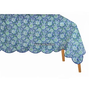 Mantel Rectangular de Algodón con Borde Festoneado Personalizado, Mantel Rectangular con Estampado a Mano en Algodón al Mejor Precio, para Uso en el Hogar y Fiestas - Product Image 3