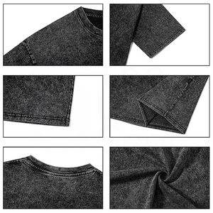 T-shirt en jean noir pour homme, manches courtes, col rond, coupe oversize, décontracté, couleur unie, coton délavé, design épuré - Product Image 2
