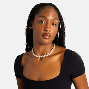 Oval Cut Moissanite Tennis Necklace 925 Sterling <b>Silver</b> VVS Halo <b>Choker</b> Necklace for Women - Product Image 3