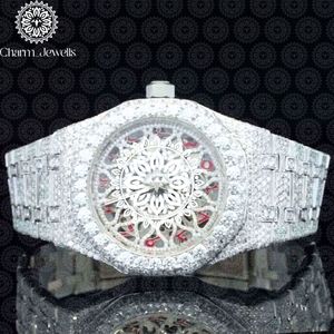 Montre de Luxe pour Homme en Acier Inoxydable, Boîtier de Montre Analogique à Mouvement Mécanique, Accents Diamantés, Fermoir Caché à Bouton-Poussoir, Bracelet 20mm, 40mm - Product Image 2