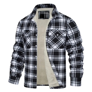 Men's Fleece Plaid <b>Flannel</b> Shirt <b>Jacket</b> Botton up Casual Cotton <b>Jacket</b> Thicken Warm Spring Work Coat Sherpa Outerwear Lined - Product Image 1